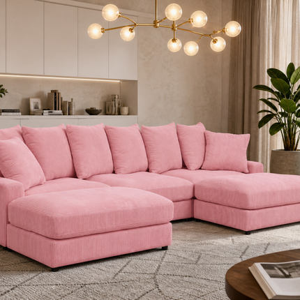 Reversible Modular Corner Sectional with Ottoman