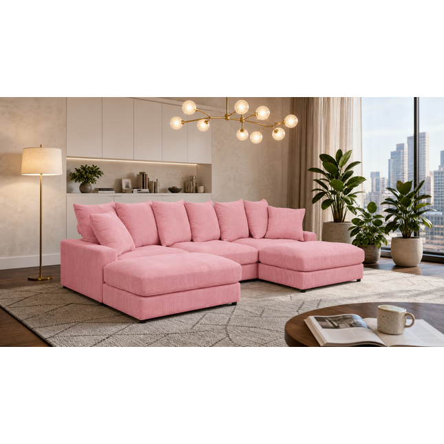Reversible Modular Corner Sectional with Ottoman