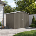 8*6 FTOutdoor Metal Storage Shed, Galvanized Steel Panel Tool House with Lockable Double Door & Built-in Vents for Backyard Garden Equipment Storage Olive Grey(7.84*5.71 FT)