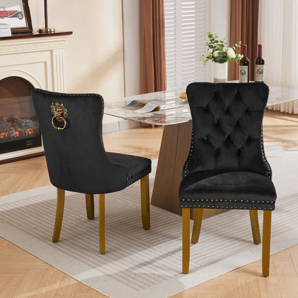 Mid-Century Modern Chairs with Lion Head Pull Ring with High-end Tufted Solid