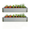 2PCS Silver 6×3×1ft Metal Raised Rectangle Garden Planter Beds