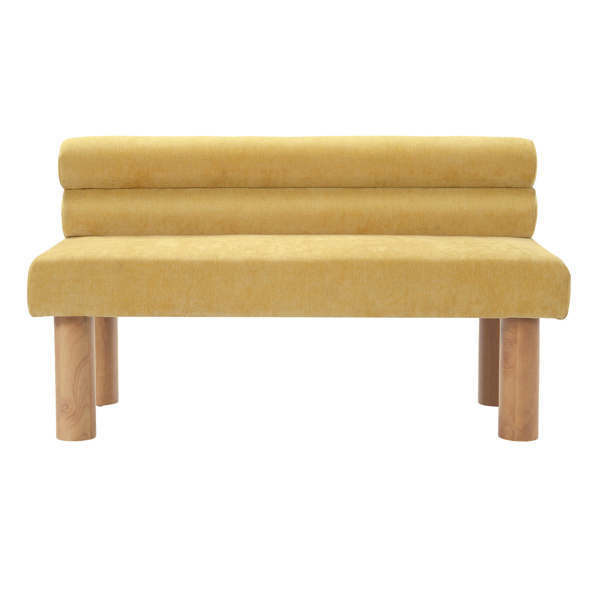 Upholstered Dining Bench, End of Bed, Entryway Bench, Ottoman for Dining Room, Bedroom, Living Room, Rubber Wood Leg 300 LBS Support, Yellow