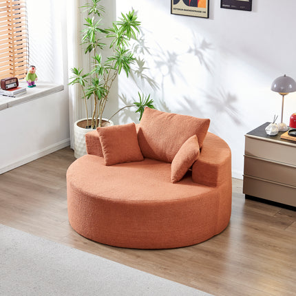 55'L Teddy Plush Sponge single sofa,No Assembly Required,Fluffy Modern Sleeper Chair for Living room, Bedroom, Lounge and Projection Room(Not a swivel chair.),Orange