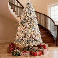 Christmas Tree,Flocked Artificial Christmas Tree with Clear Lights, Tips, Metal Stand for Home
