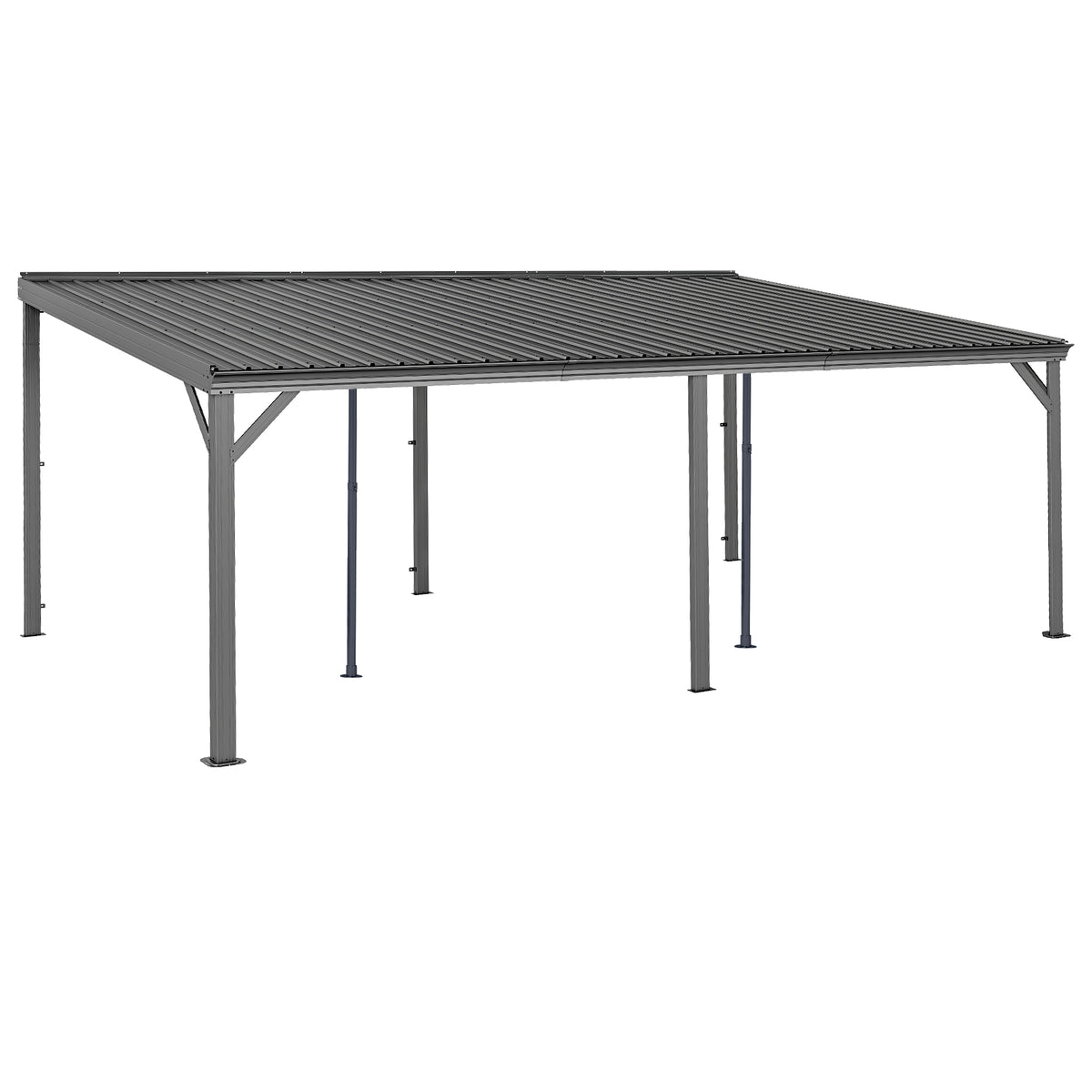 12x20FT Lean to Gazebo, Outdoor Hardtop Wall Mounted Gazebo with Sloping Galvanized Steel Roof, Upgraded Heavy Duty Mounted Shelter with Drainage System for Deck, Porch, Backyard