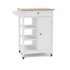 Kitchen island rolling trolley cart with Adjustable Shelves and towel rack rubber wood table top - Eloy Royal