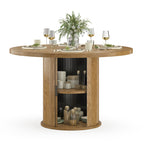 43' Round Dining Table for 4 People, Small Wood Kitchen Table with Sturdy Metal Base, Modern Round Dinner Table for Dining Room, Easy Assembly