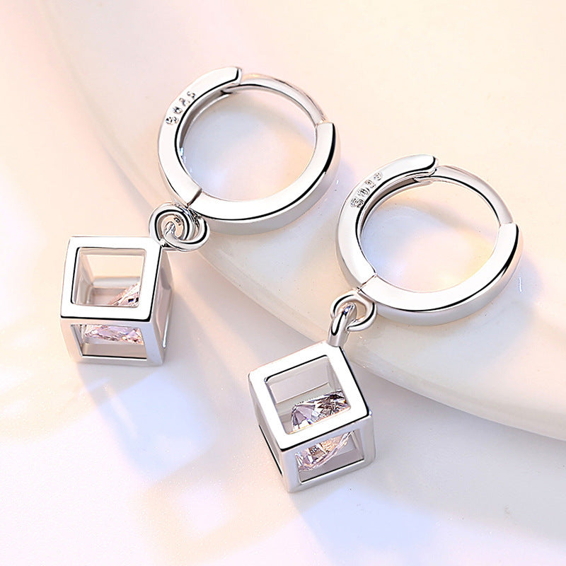 Women's Fashion Cube Love Window Cube Sugar Earrings