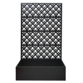 Rhombus Black Metal Planter Raised Garden Bed with Trellis 70.9in H x 43.3in W x 15.8in D for Climbing Plants Flowers Vegetables, Galvanized Iron with Drainage Holes