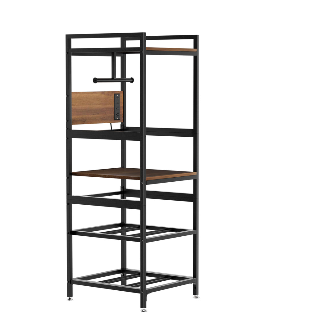 3D Printer Stand with Filament Storage, Heavy-Duty Metal Frame, T-Type Holder, Built-in Power Panel, Black Metal Open Frame Printer Workstation for Home & Workshop