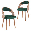 Wood Dining Chairs, Set of 2 Modern Upholstered Dining Chairs with Curved Backrest for Kitchen, Dining Room, Living Room