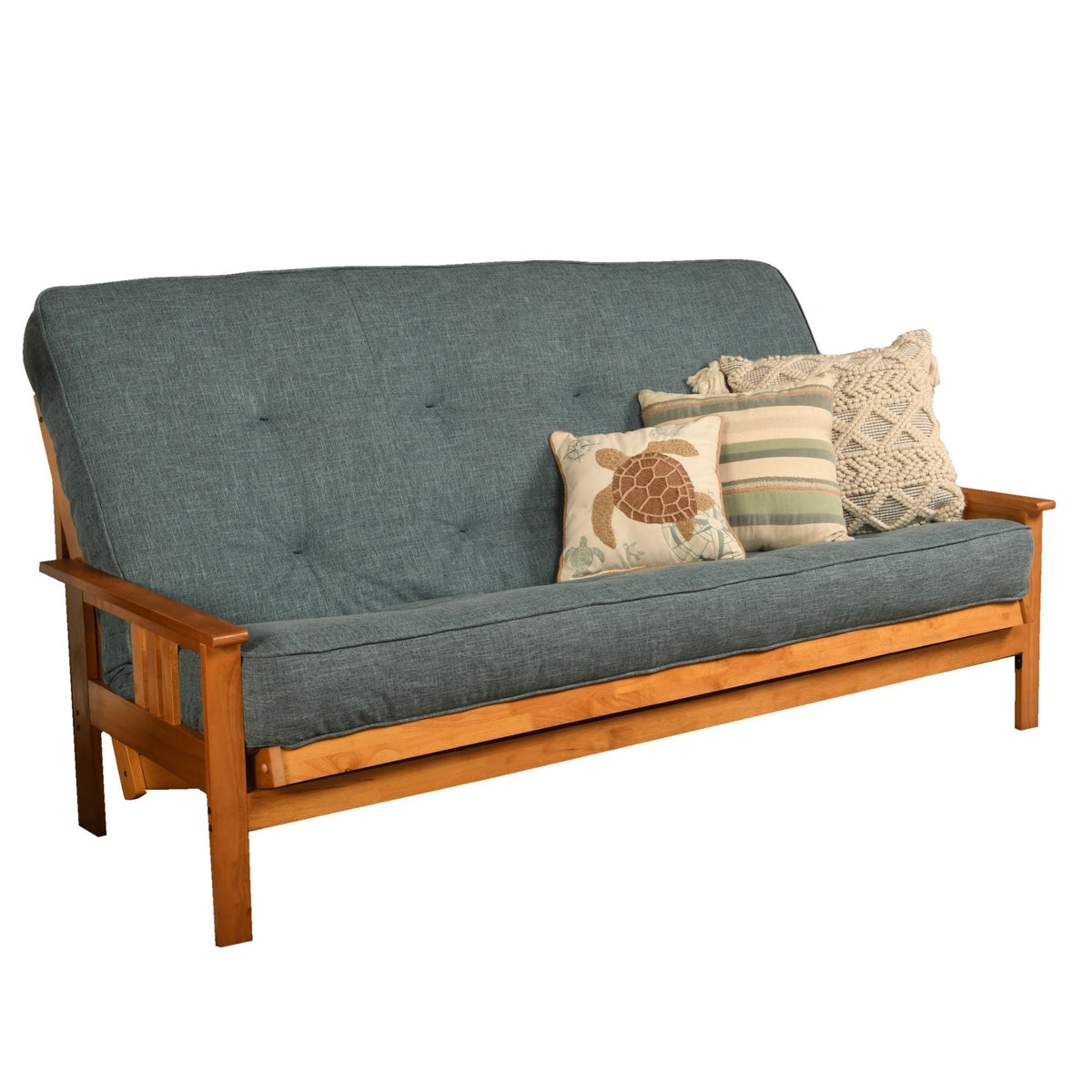 Westwood Queen-size Futon Frame in Butternut Finish includes Linen Aqua Mattress