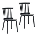 Windsor Dining Chairs Set of 2,Wood Farmhouse Spindle Back, Widen Seat, Mid-Century Modern French Country Style, for Living Room Restaurant, Black