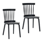 Windsor Dining Chairs Set of 2,Wood Farmhouse Spindle Back, Widen Seat, Mid-Century Modern French Country Style, for Living Room Restaurant, Black