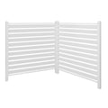 2 Panels Outdoor Privacy Screen, 48 x 48 in Air Conditioner Fence with 19.7 in Ground Stakes, Pool Equipment Enclosure, Louvered Vinyl Privacy Fence, Ideal for Trash Can and A/C Units, White
