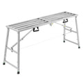 Work Platform, 4 Gear Adjustable Height, Folding Alloy Steel Step Ladder, Portable Scaffolding Platform, 800 lb Load Capacity, Non-Slip Rubber Feet, Drywall Painting Stool, Cleaning & Washing