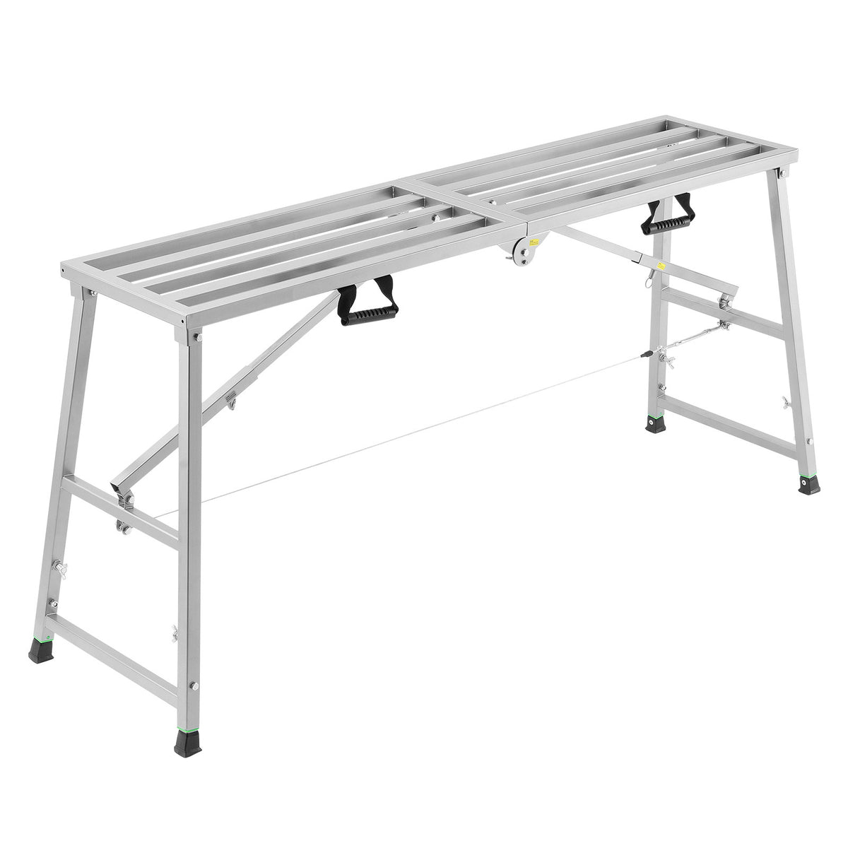 Work Platform, 4 Gear Adjustable Height, Folding Alloy Steel Step Ladder, Portable Scaffolding Platform, 800 lb Load Capacity, Non-Slip Rubber Feet, Drywall Painting Stool, Cleaning & Washing