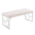 Contemporary Bench in Silver Metal and Grey Leopard Fabric