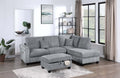 Contemporary Style 3pc Sectional Set Right Arm Chaise Left Arm Sofa w/ USB Port Storage Ottoman Throw Pillow Wooden Legs Fog Finish Primary Living Room