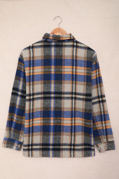 Wholesale Brown Plaid Button Up Long Sleeve Flannel Shacket - Eloy Royal