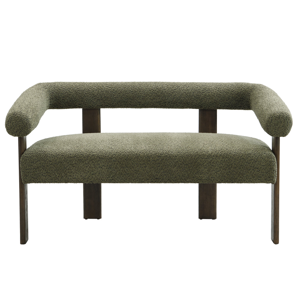 Round armrest loveseat(Green+Brown)