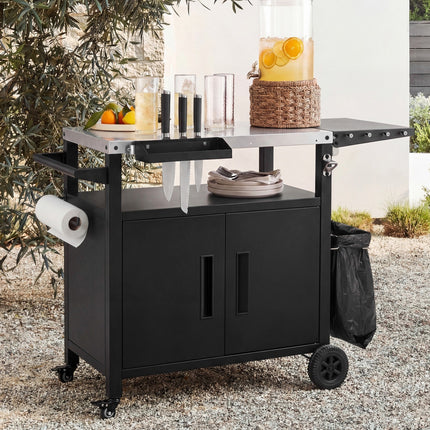K&K Outdoor Grill Cart with Storage Cabinet