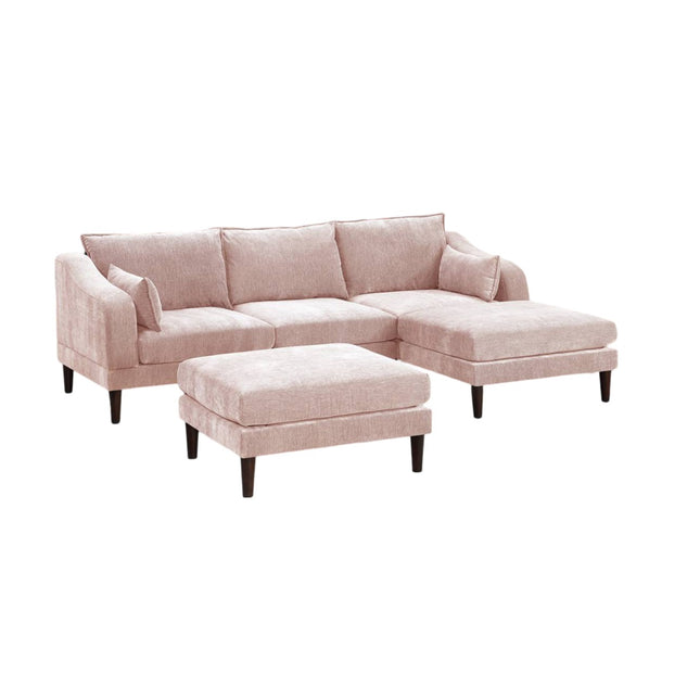 Contemporary 5pcs Modular Sectional Set One Arm Chairs Armless Chair Ottomans L-Shaped