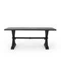 Antique Matte Black Outdoor Dining Table with Aluminum Frame and X-Shaped Legs
