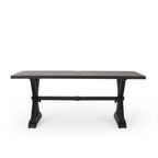 Antique Matte Black Outdoor Dining Table with Aluminum Frame and X-Shaped Legs
