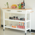 Kitchen Island & Kitchen Cart, Rubber Wood Top, Mobile Kitchen Island with Two Lockable Wheels, Simple Design for Easy Storing and Fetching, Two Drawers Give Unique Storage for Special Utensil. - Eloy Royal