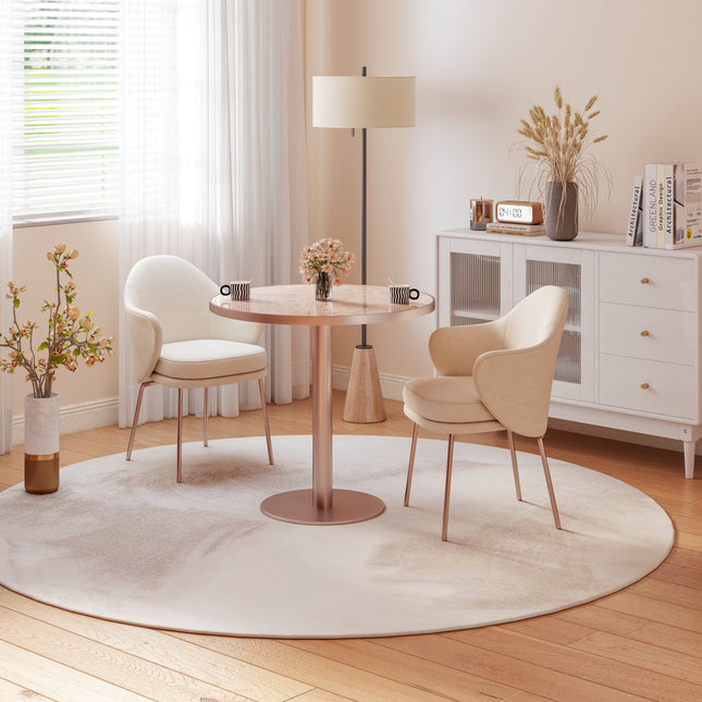 Round Modern Dinning Table 31.5 inches Bistro Table Tulip Table with Faux Marble top,Easy Assemble,Sturdy Metal Frame Diameter