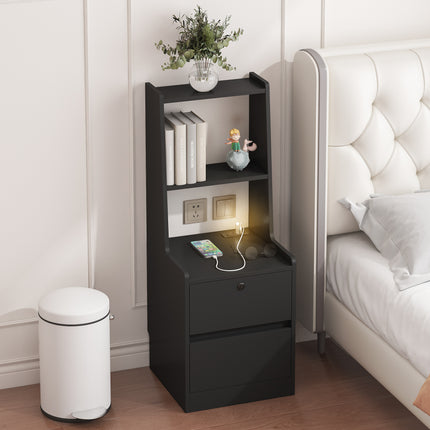 Nightstand with Charging Station with Smart Nightstand with Night Light