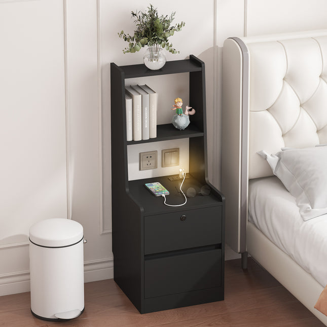 Nightstand with Charging Station with Smart Nightstand with Night Light