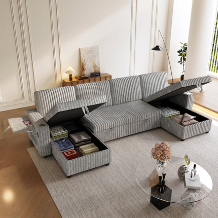 U Shaped Sleeper Sofa with Overisze - 2 in 1 Pull Out