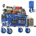 360L Beach Wagon with 59' Expandable Tailgate, 520lbs Heavy Duty Beach Cart with 9'' Wheels for Sand, Collapsible Folding Wagon with Side Pocket for Outdoor, Blue