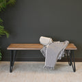 Aryven Industrial Wood Dining Bench, Rustic Dark Pine Finish
