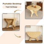 43 in Folding Dining Table for Small Spaces, MDF Table with Wild Oak Veneer, Space Saving Foldable Kitchen Table for Indoor and Outdoor Use - Eloy Royal