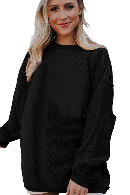 Dark Grey Drop Sleeve Ribbed Oversized Sweatshirt - Eloy Royal