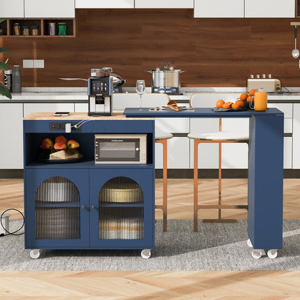 Kitchen Island on Wheels with LED Lights