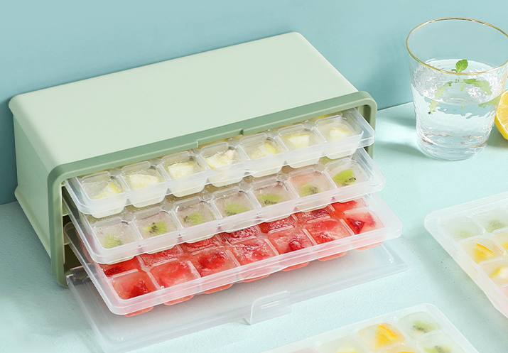 Drawer Type Plastic Ice Cube Mold Maker With Lid And Bin For Beer Cooling Ice Cube Tray - Eloy Royal