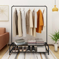 Heavy Duty Garment Rack, Metal Clothes Rack with Bottom Shelf, Standing Coat Rack for Bedroom, Laundry Room, Small Spaces, 47.2'L x 17.7'W, Black