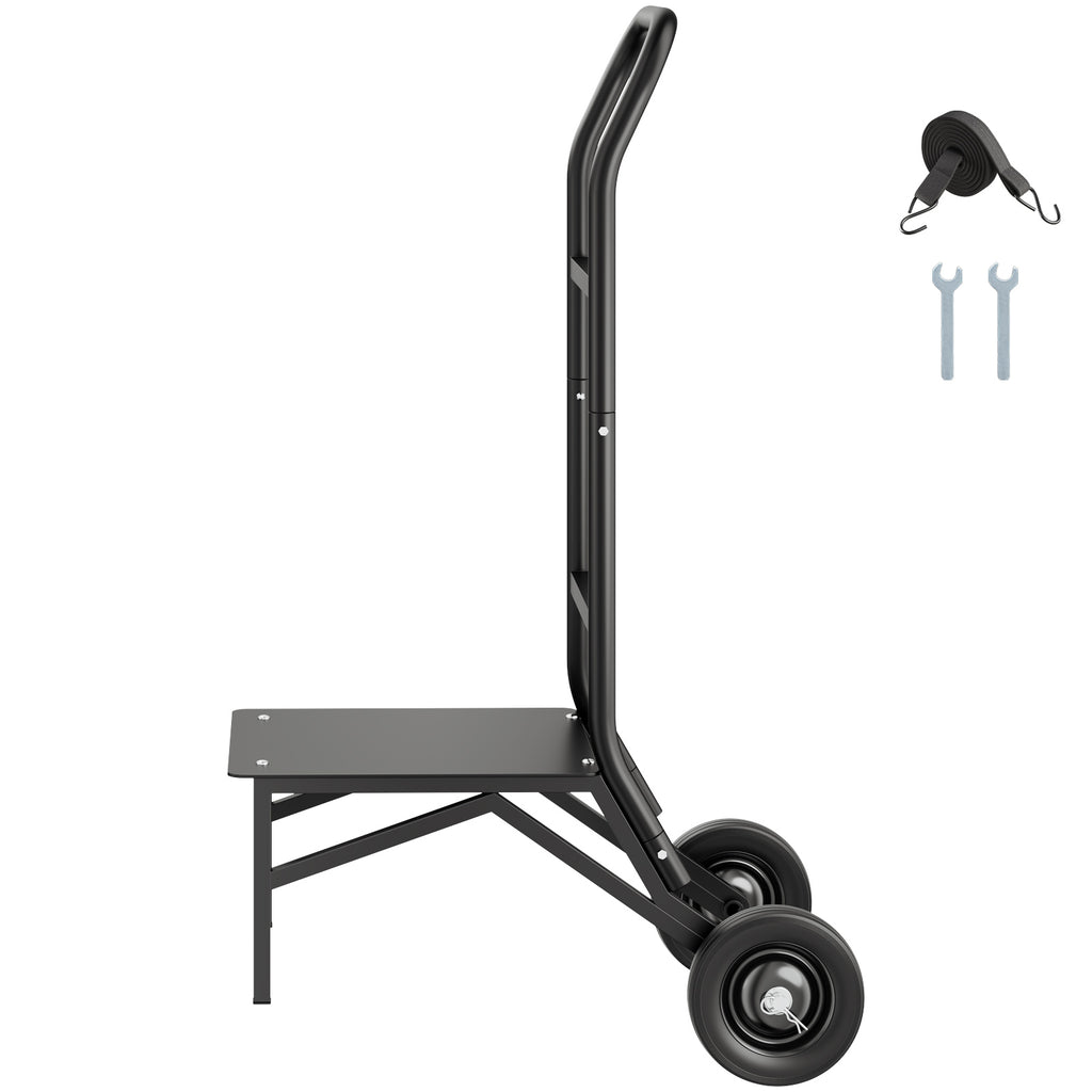 Folding Chair Rack, 150 LBS Capacity, Heavy-duty Chair Cart for Stacking 10 Chairs, Multi-Function Metal Chair Storage Dolly with Rubber Wheels, Push-Style Chair Holder, Matte Black