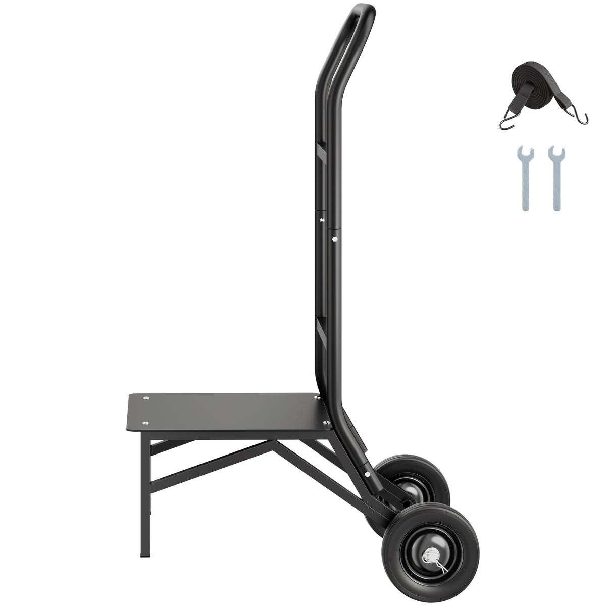 Folding Chair Rack, 150 LBS Capacity, Heavy-duty Chair Cart for Stacking 10 Chairs, Multi-Function Metal Chair Storage Dolly with Rubber Wheels, Push-Style Chair Holder, Matte Black