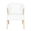 Modern Accent Chair with White Polyester Upholstery and Solid Wood Frame, Minimalist Lounge Chair for Living Room, Bedroom, or Office
