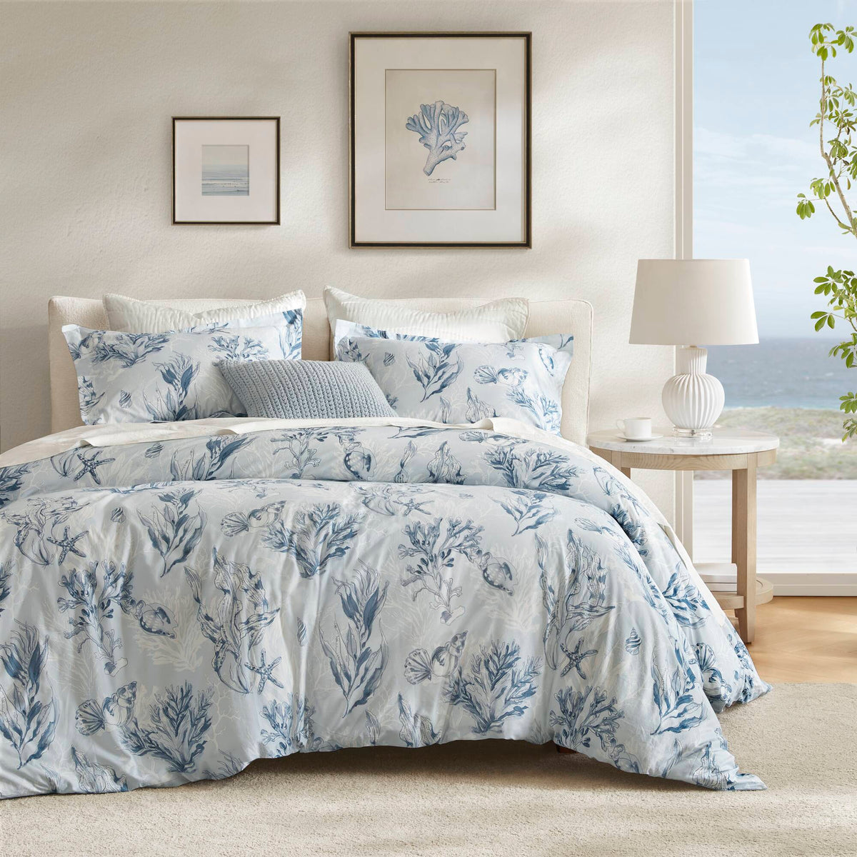 3-Piece Full/Queen 100% Cotton Sateen Duvet Cover Set,Navy/Blue
