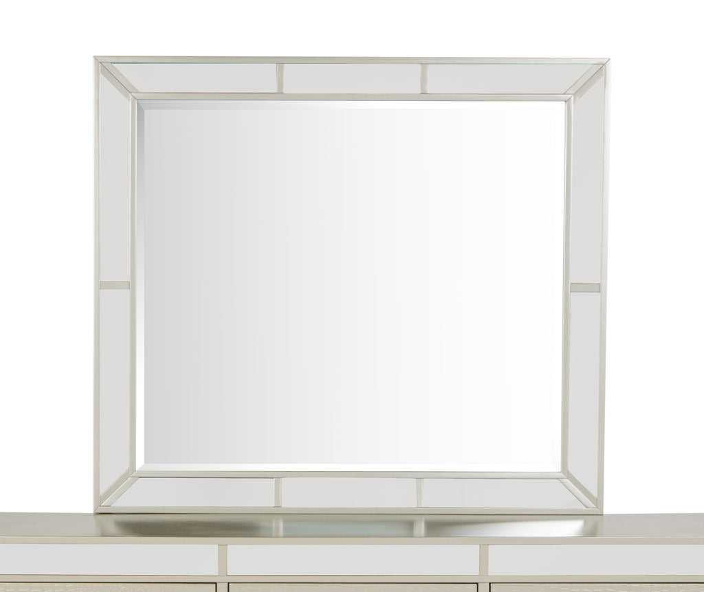 Elegant Contemporary Mirror In Silver Champagne