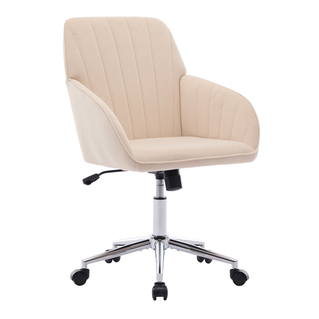 TY Ergonomic Office Chair with Adjustable Backrest and Armrests, Khaki Velvet Comfort Chair for Home or Bedroom, 24.6 x 22.8 x 38.0 Inches