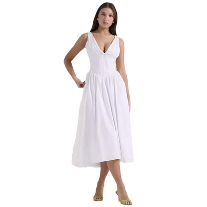 Women's Summer French Seaside Vacation Waist-tight Temperament Long Dress