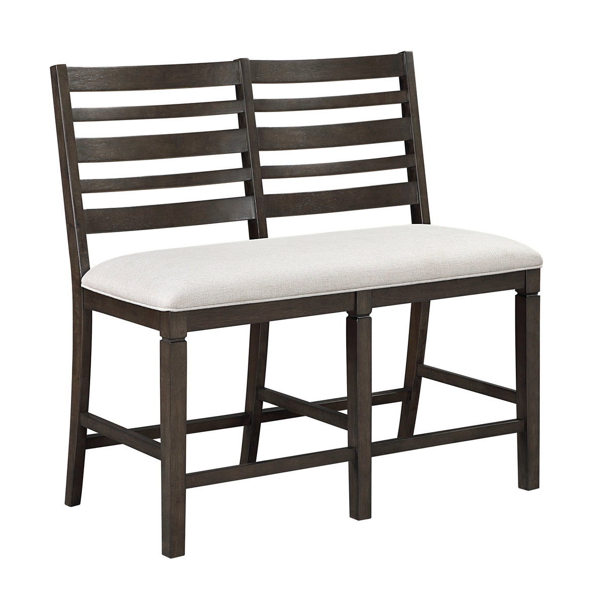 Classic Style Dark Espresso Finish Counter Height Bench 1pc Upholstery Seat Wooden Backrest Dining Room Furniture