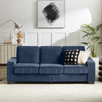 83.86'Corduroy Fabric sofa,Modern Compressed Couch,3-Seater Sofa, Furniture for Living Room,Bedroom,office ,Blue